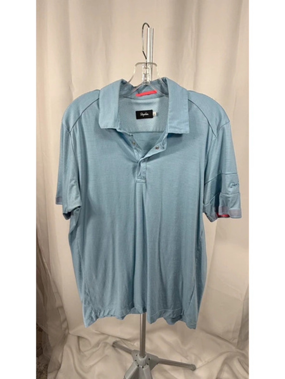 Rapha Mens L Merino Wool Polo Shirt Blue Cycling Golf Performance Quiet Luxury